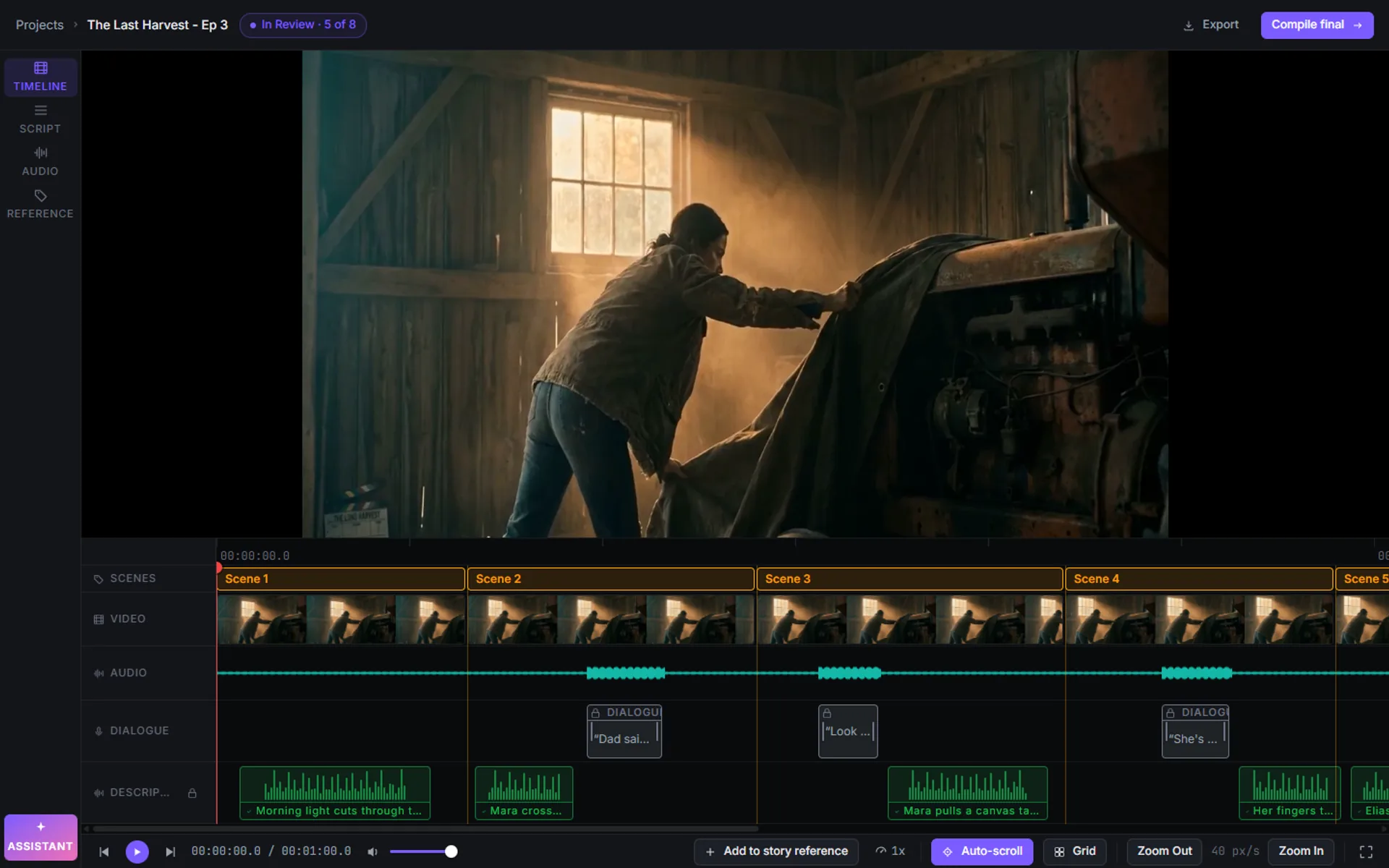 Synchrogen desktop app: Edit on the timeline.